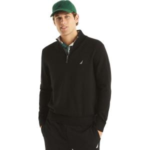 Nautica Men’s Nautica Men’s Quarter-zip Sweater(Luxury Black)