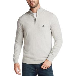 Nautica Men’s Nautica Men’s Quarter-zip Sweater(Medium Grey Heather)