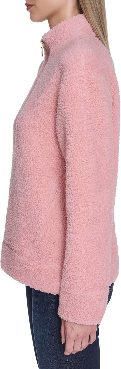 imageNautica Womens Mockneck Fleece Sweater PulloverBridal Rose