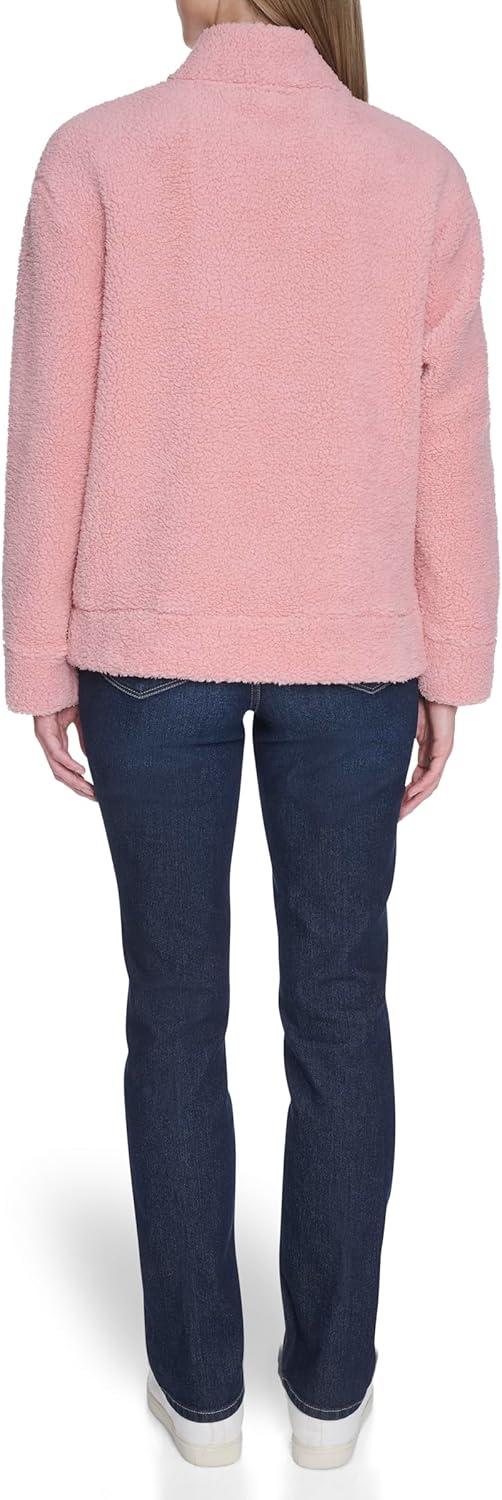 imageNautica Womens Mockneck Fleece Sweater PulloverBridal Rose