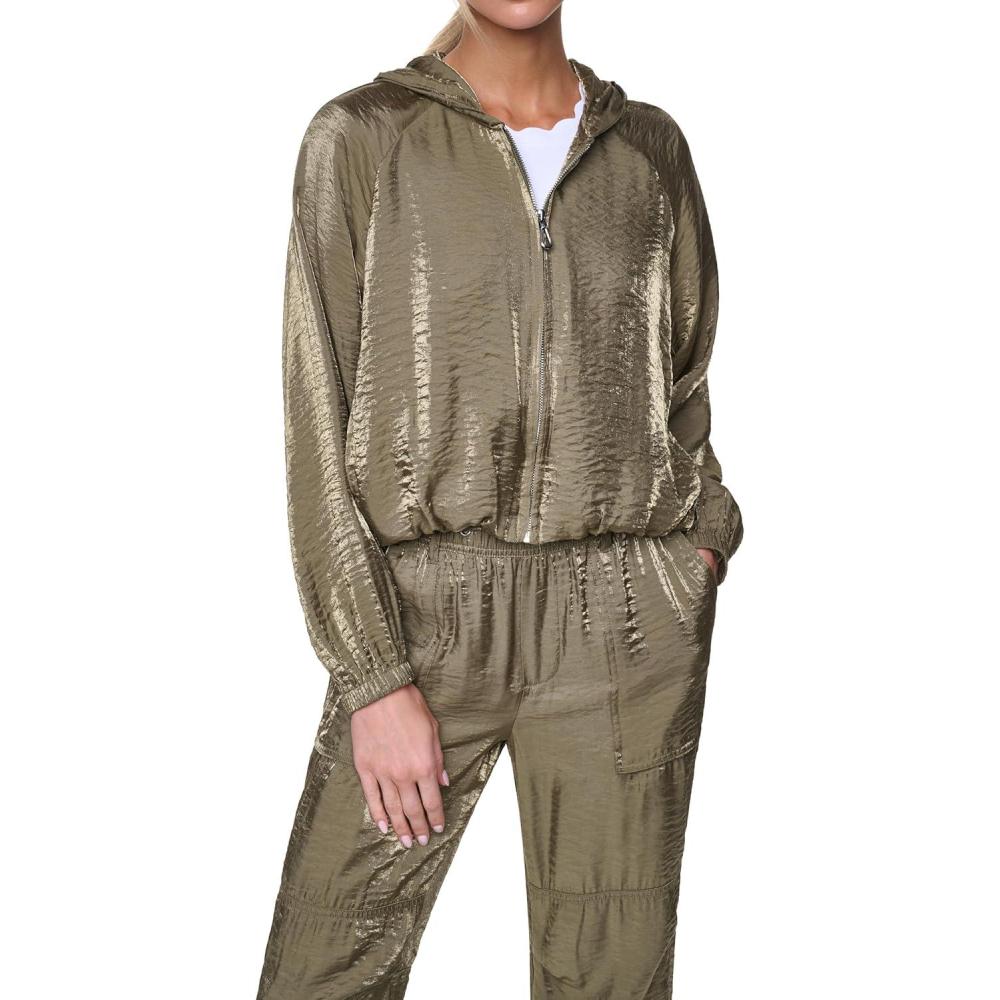 imageNautica Womens Solid Zipper Long Sleeve Hoodie SweatshirtBurnt Olive
