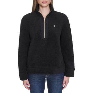 Nautica Women’s Mockneck Fleece Sweater Pullover(Black)