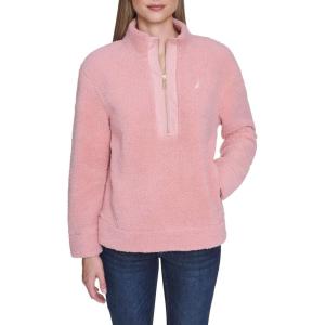 Nautica Women’s Mockneck Fleece Sweater Pullover(Bridal Rose)