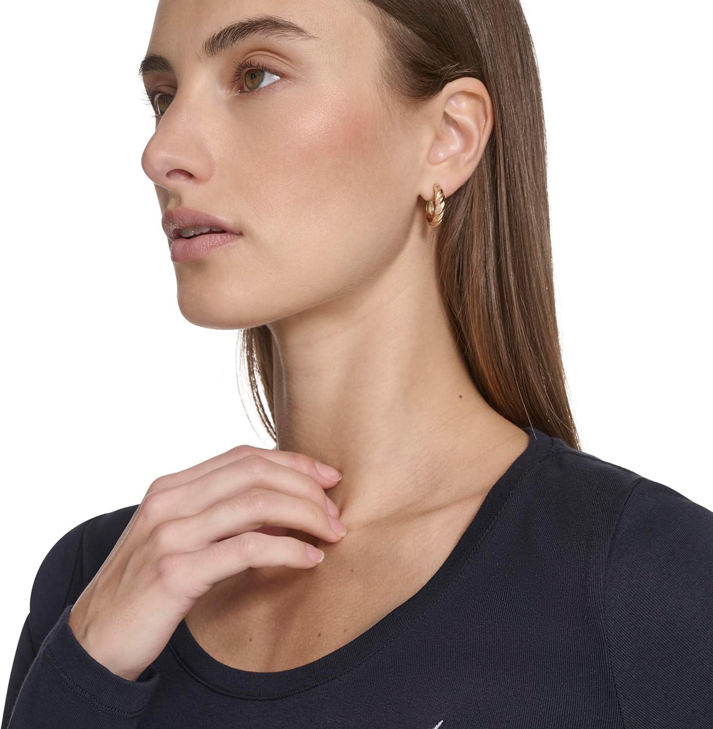 imageNautica Womens Long Sleeve Solid Scoop Neck Cotton TShirtNight Sky