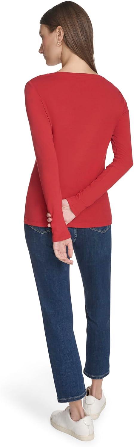 imageNautica Womens Long Sleeve Solid Scoop Neck Cotton TShirtSamba