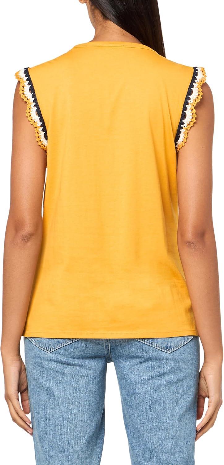 imageNautica Womens Solid Cotton VNeck Sleeveless TopGolden Glow