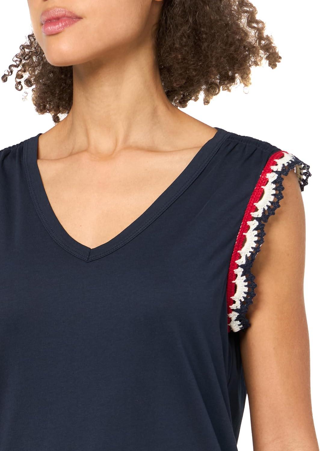 imageNautica Womens Solid Cotton VNeck Sleeveless TopNight Sky