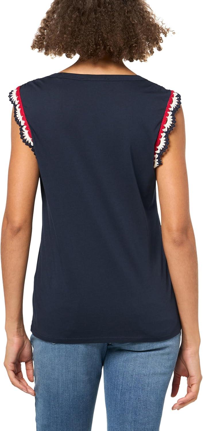 imageNautica Womens Solid Cotton VNeck Sleeveless TopNight Sky