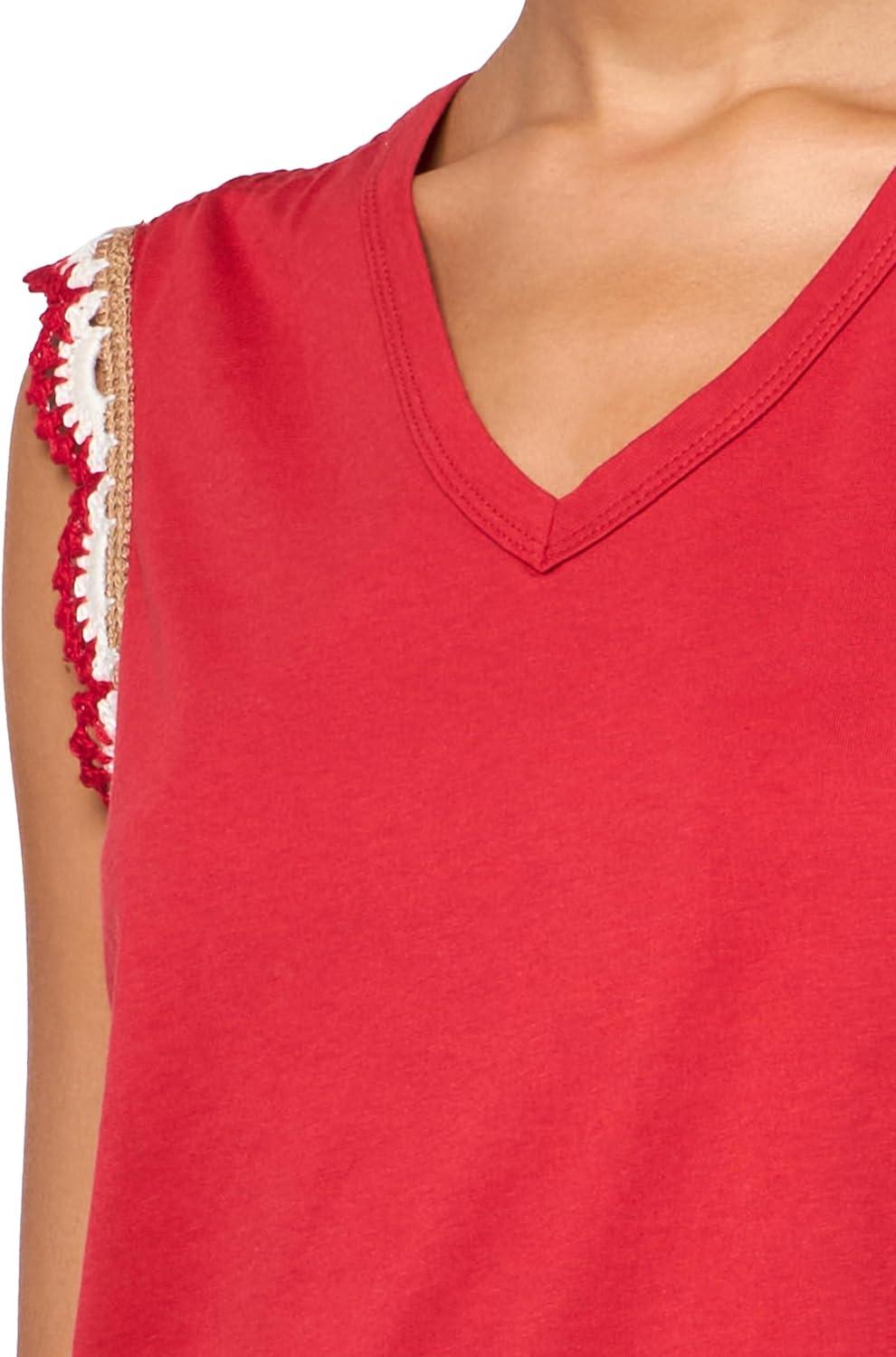 imageNautica Womens Solid Cotton VNeck Sleeveless TopSamba