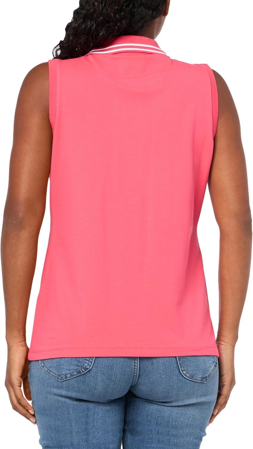 imageNautica Womens Solid Sleeveless Johnny Collar Polo ShirtRouge