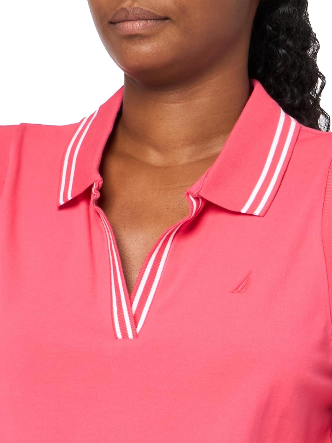 imageNautica Womens Solid Sleeveless Johnny Collar Polo ShirtRouge