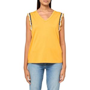 Nautica Women’s Solid Cotton V-Neck Sleeveless Top(Golden Glow)