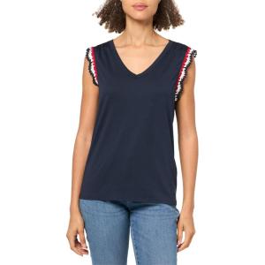 Nautica Women’s Solid Cotton V-Neck Sleeveless Top(Night Sky)