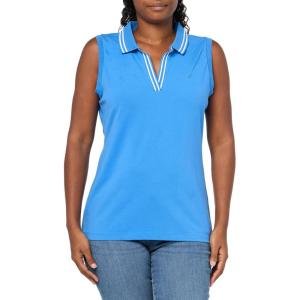 Nautica Women’s Solid Sleeveless Johnny Collar Polo Shirt(Pacific)