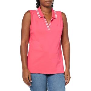 Nautica Women’s Solid Sleeveless Johnny Collar Polo Shirt(Rouge)