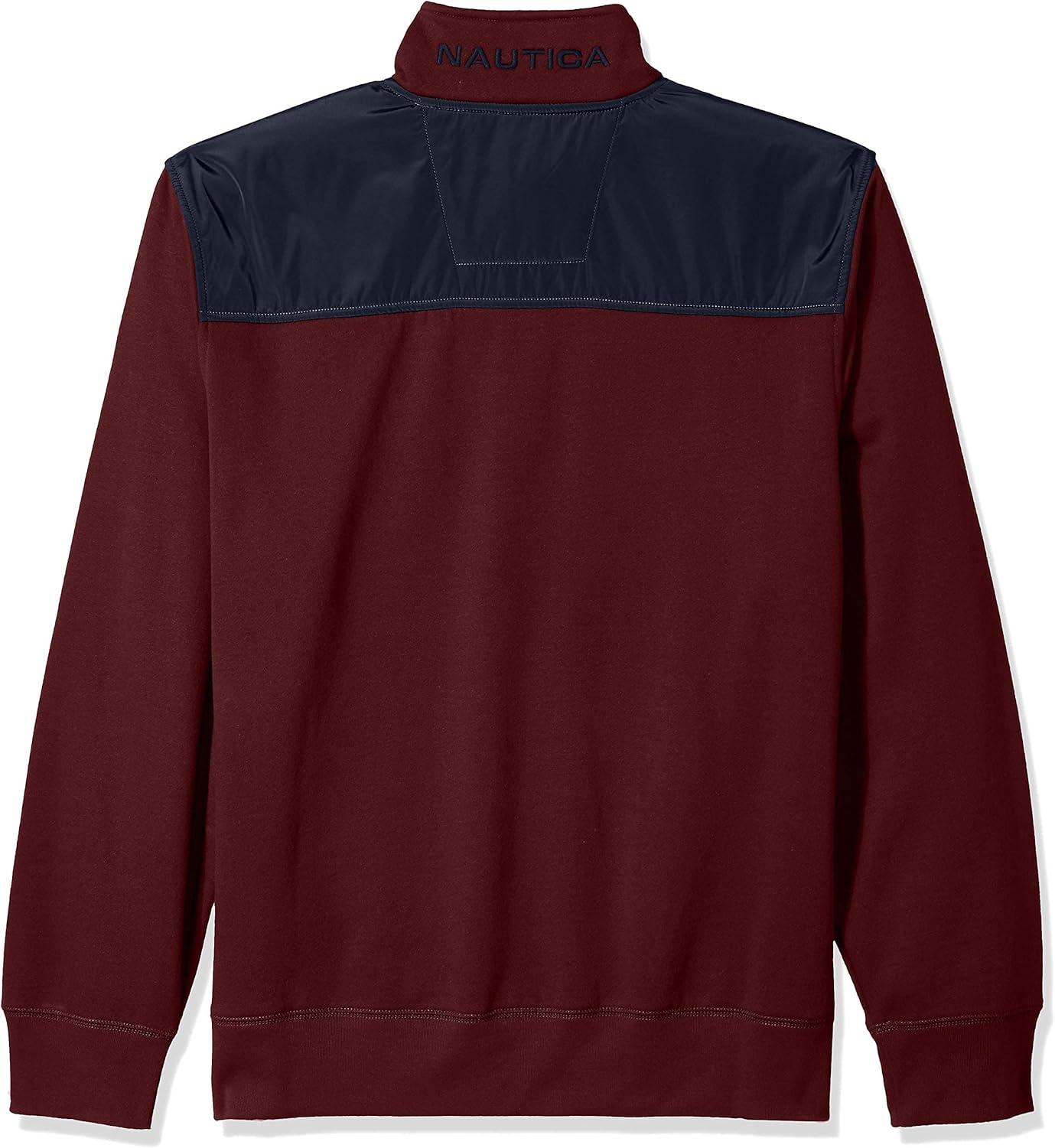 imageNautica Mens 14 Zip Pieced Fleece SweatshirtRoyal Burgundy