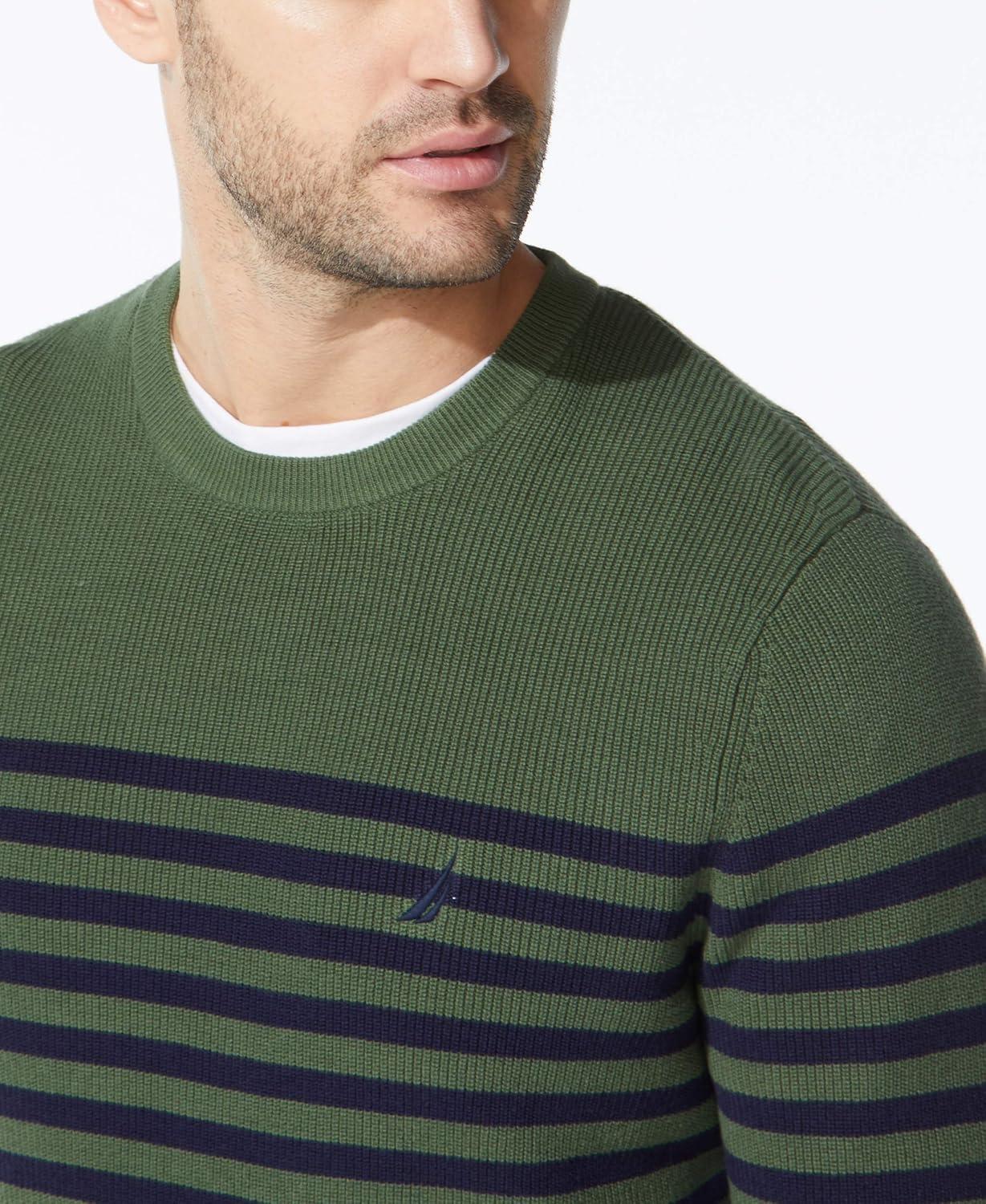 imageNautica Mens Mens Stripe Knit SweaterPine Forest