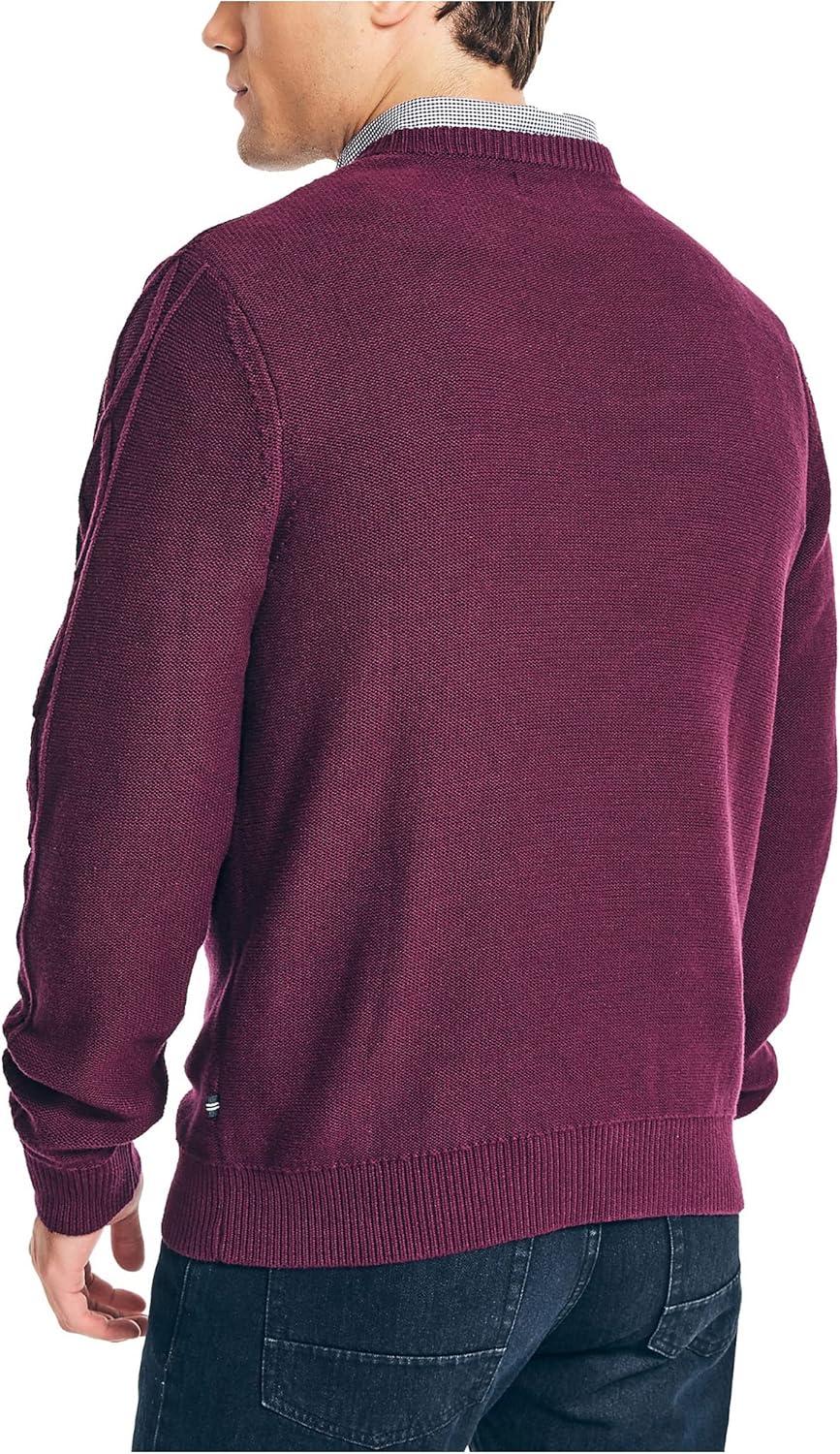 imageNautica Mens Nautica CableKnit SweaterSweaterShipwreck Burgundy Heather