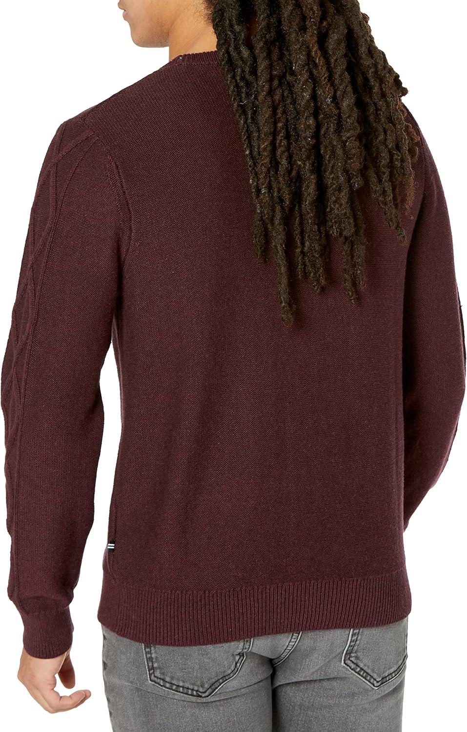 imageNautica Mens Nautica CableKnit SweaterSweaterShipwreck Burgundy Heather