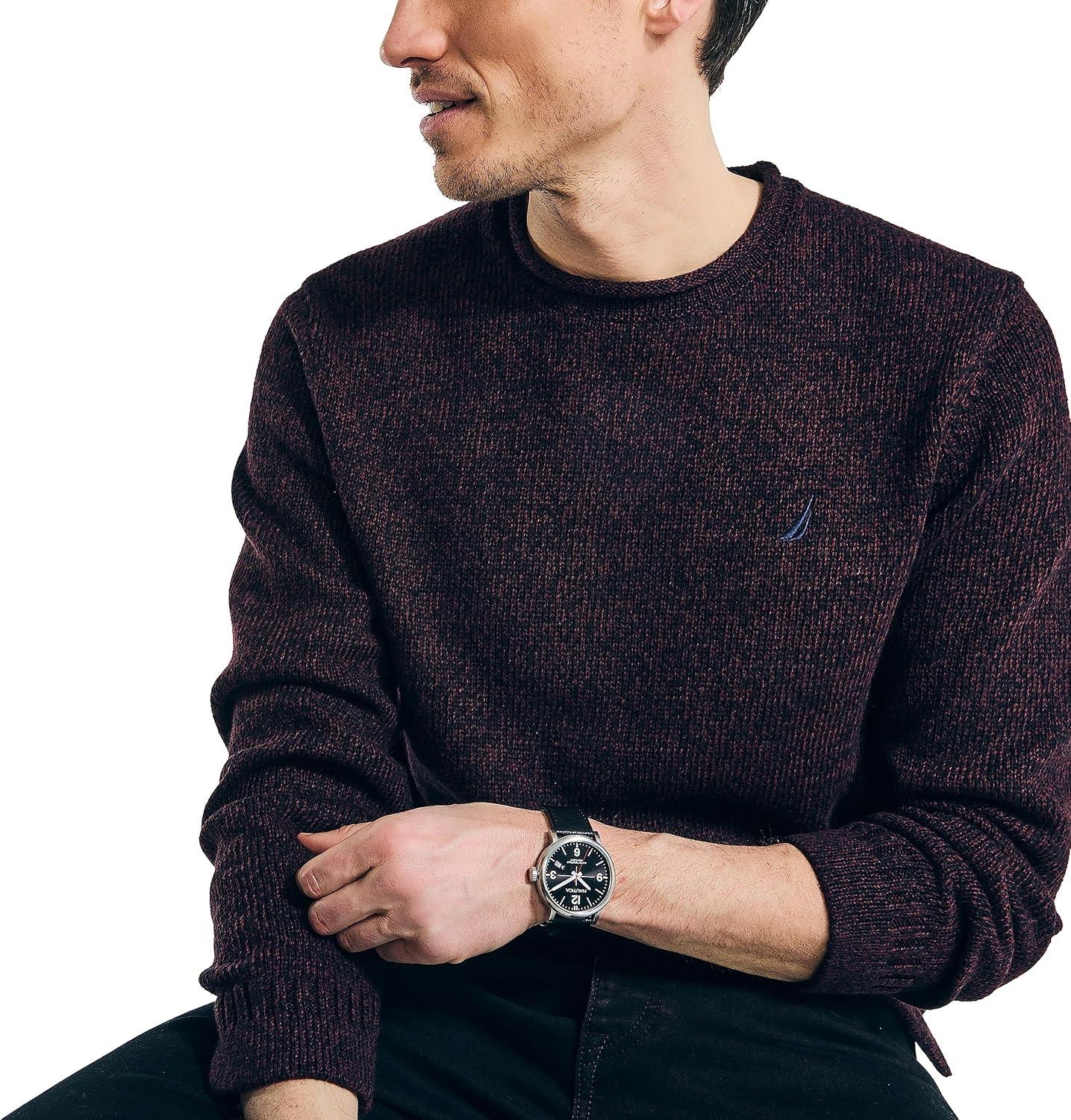 imageNautica Mens Nautica Rolled Crewneck SweaterShipwreck Burgundy