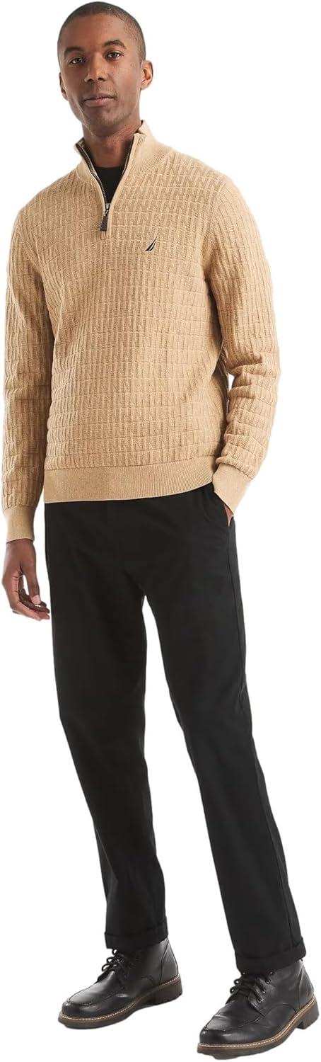 imageNautica Mens Navtech QuarterZip SweaterTextured Camel Heather