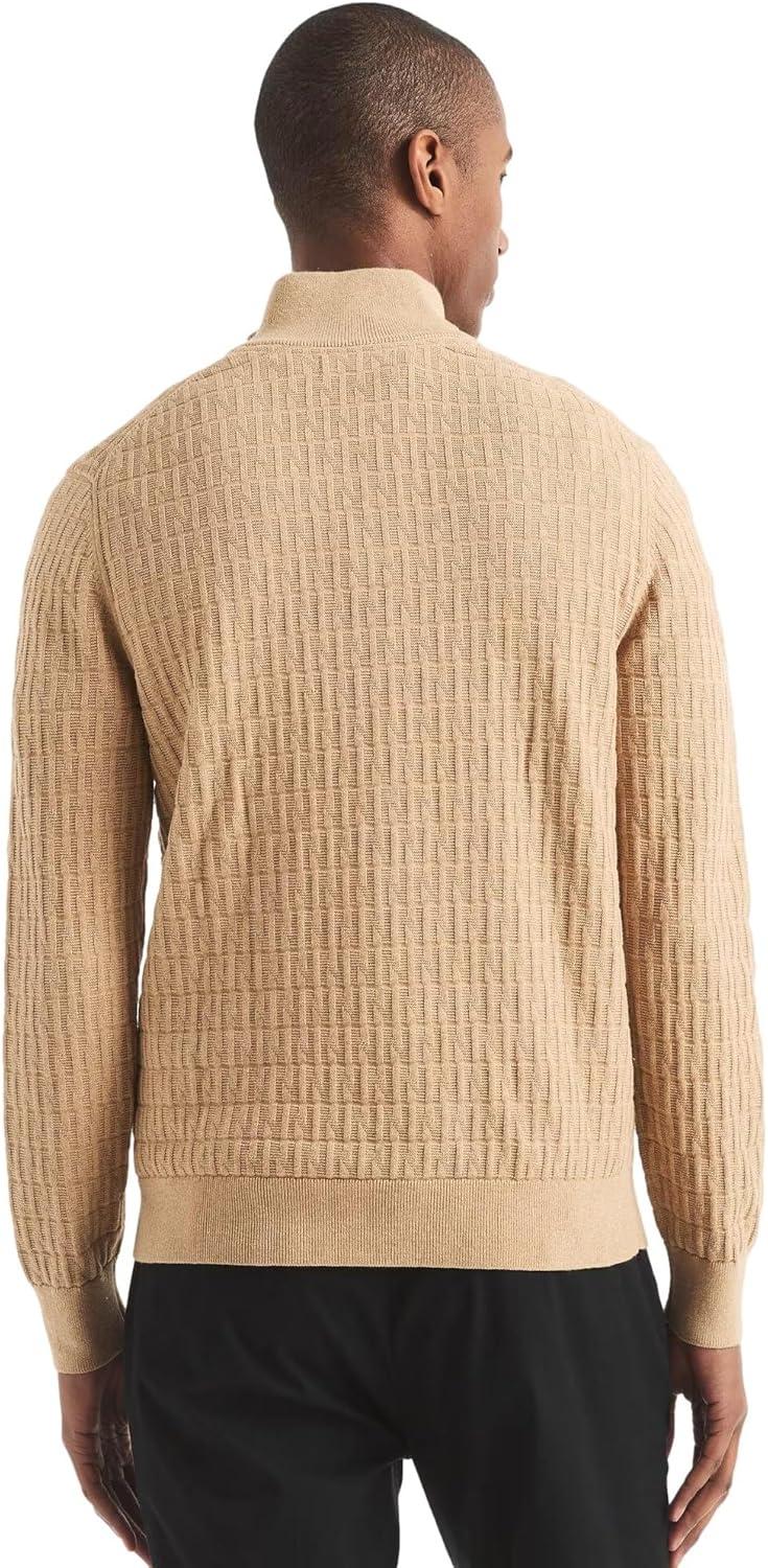 imageNautica Mens Navtech QuarterZip SweaterTextured Camel Heather