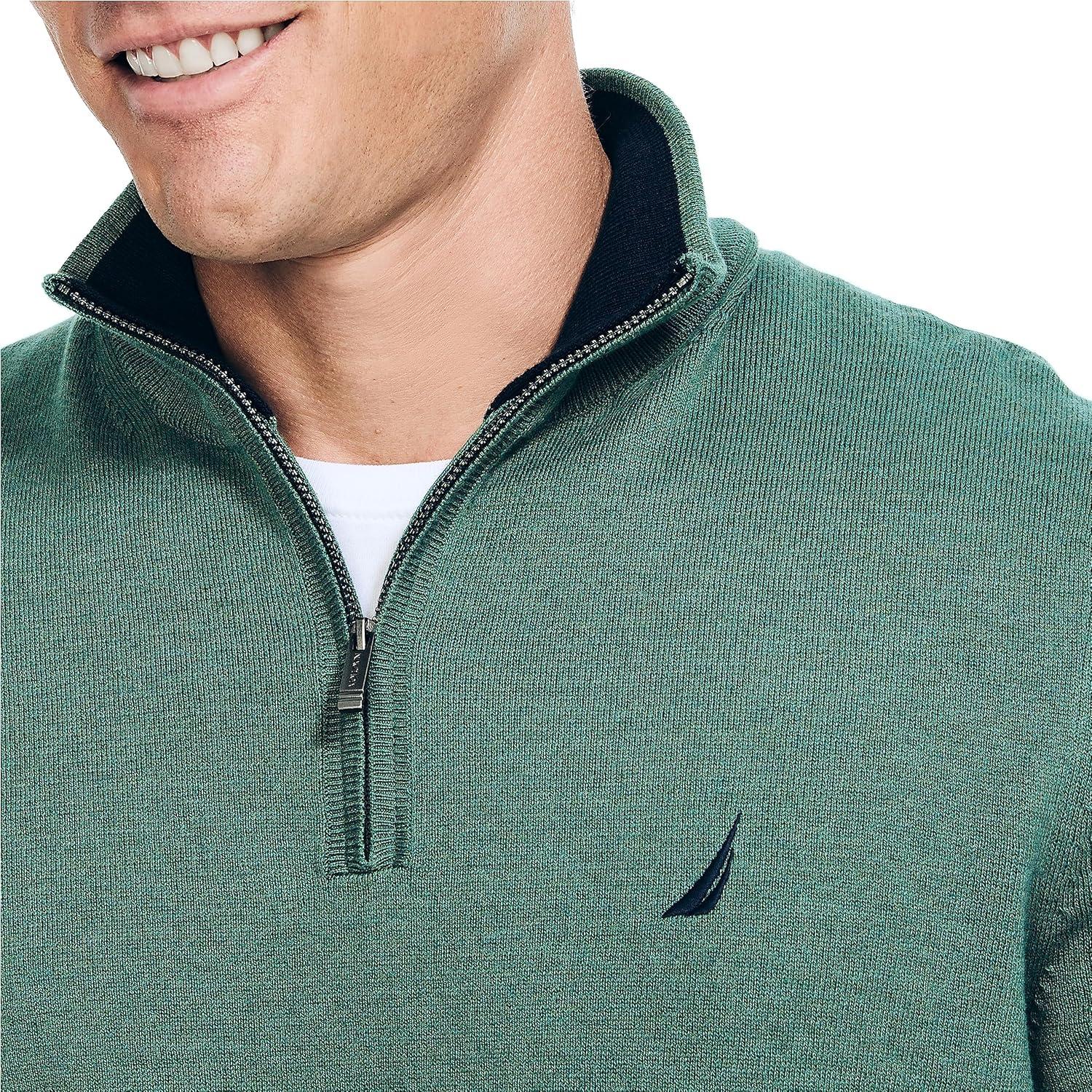 imageNautica Mens QuarterZip SweaterArctic Fern Heather