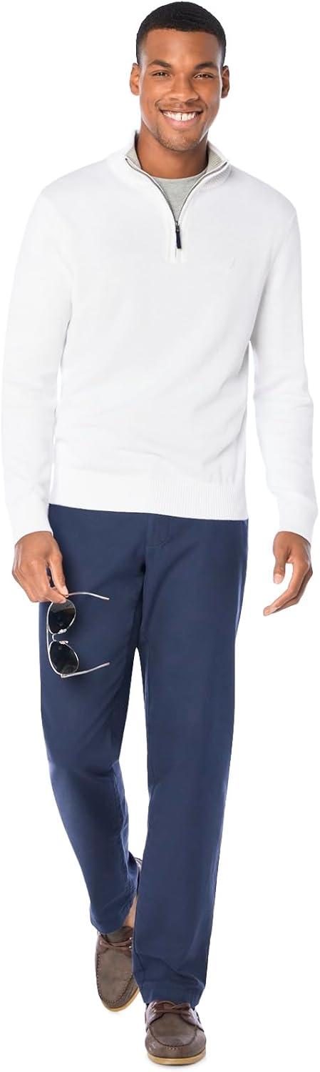 imageNautica Mens QuarterZip SweaterBright White