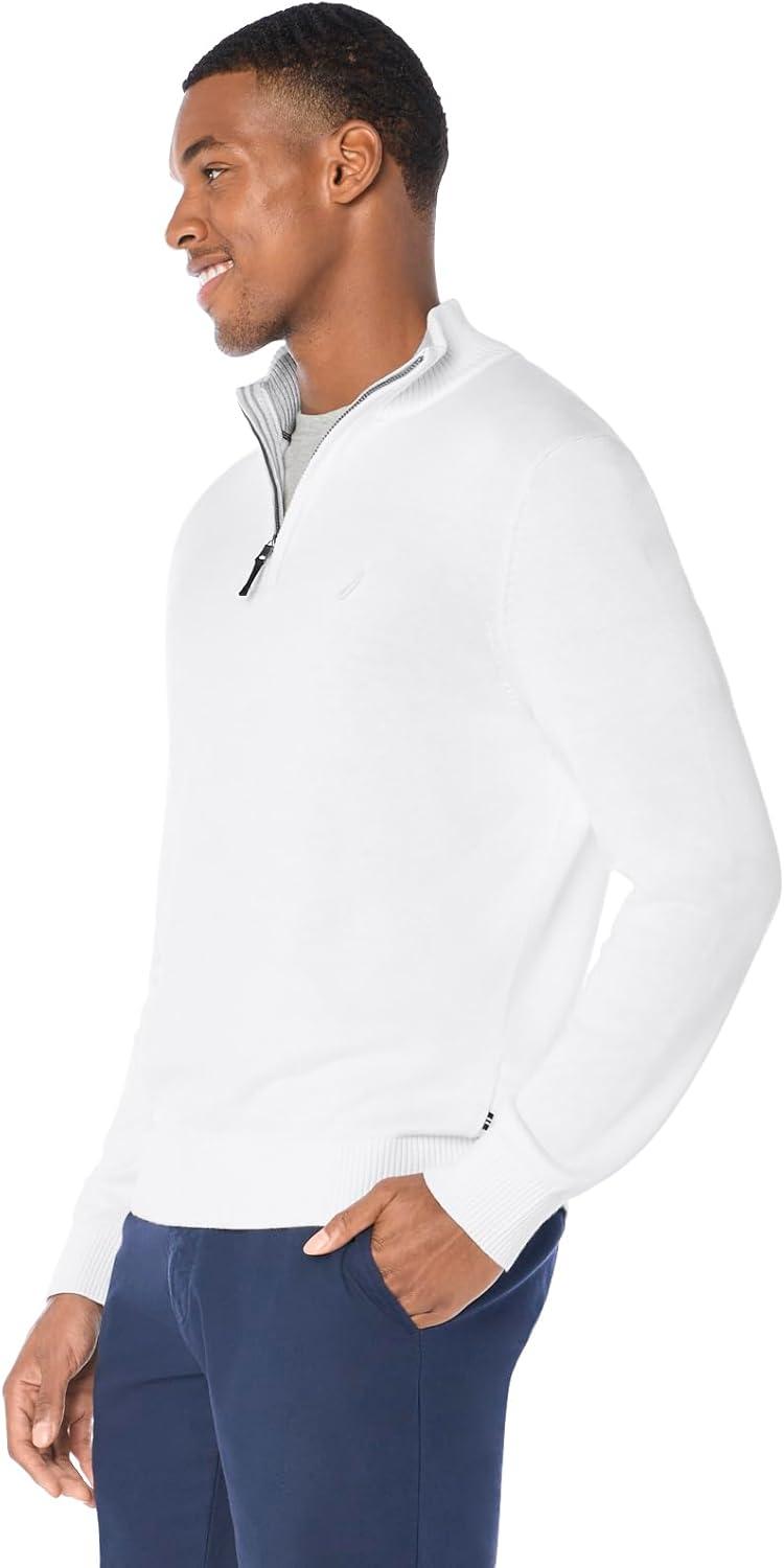 imageNautica Mens QuarterZip SweaterBright White