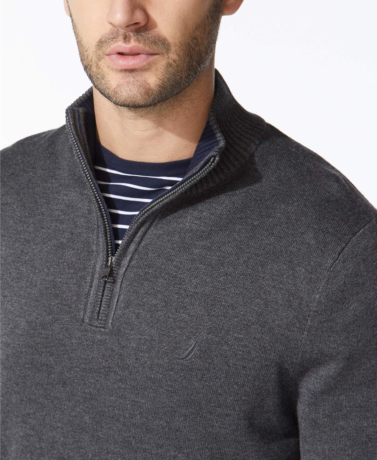 imageNautica Mens QuarterZip SweaterCharcoal Heather
