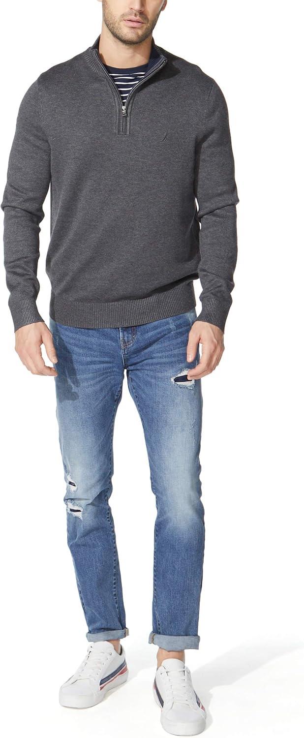 imageNautica Mens QuarterZip SweaterCharcoal Heather