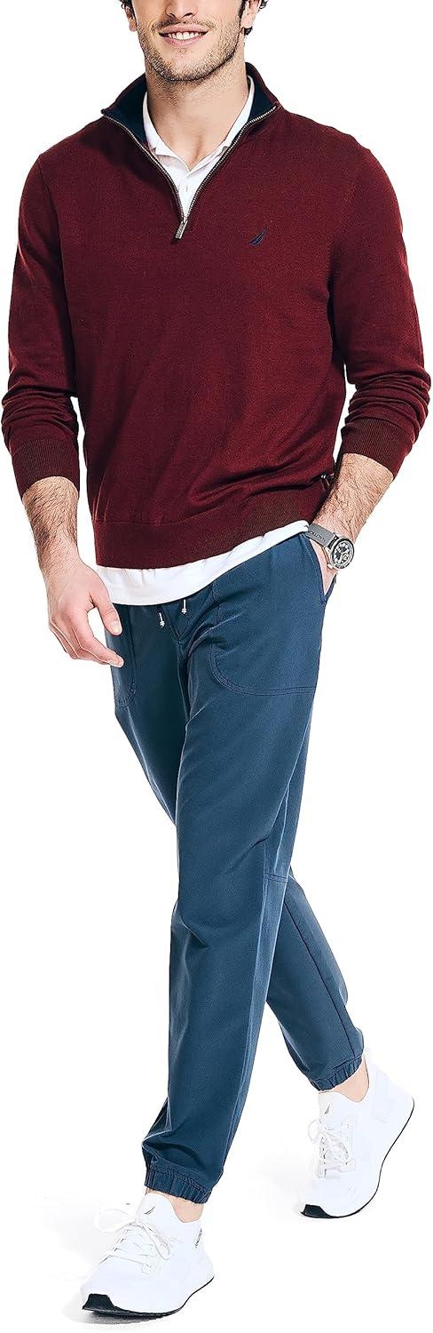 imageNautica Mens QuarterZip SweaterDeep Crimson