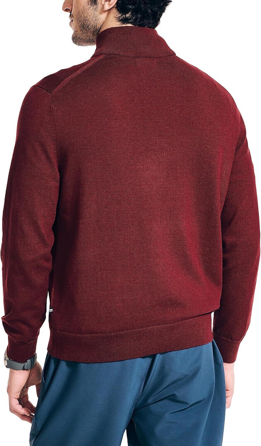 imageNautica Mens QuarterZip SweaterDeep Crimson