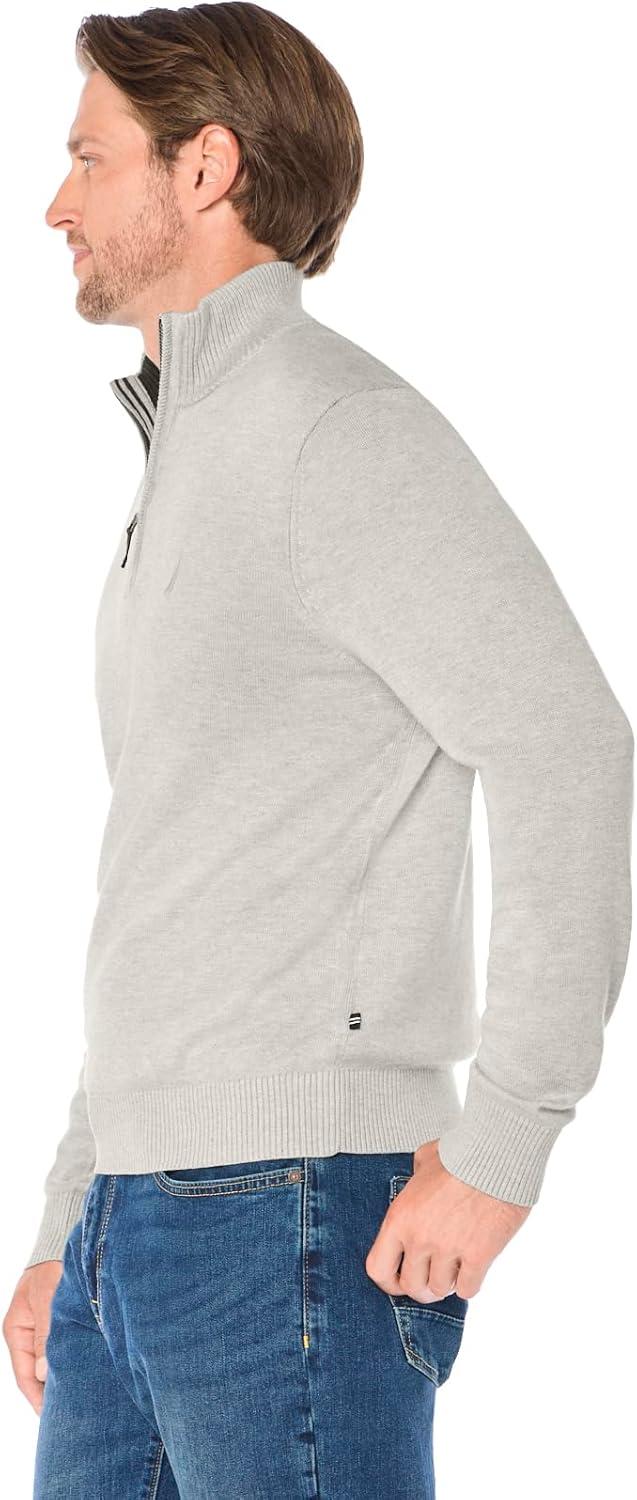 imageNautica Mens QuarterZip SweaterGrey Heather