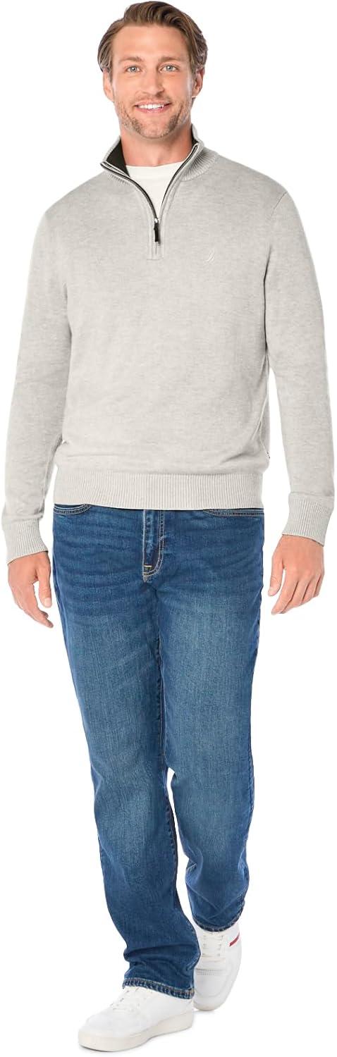 imageNautica Mens QuarterZip SweaterGrey Heather