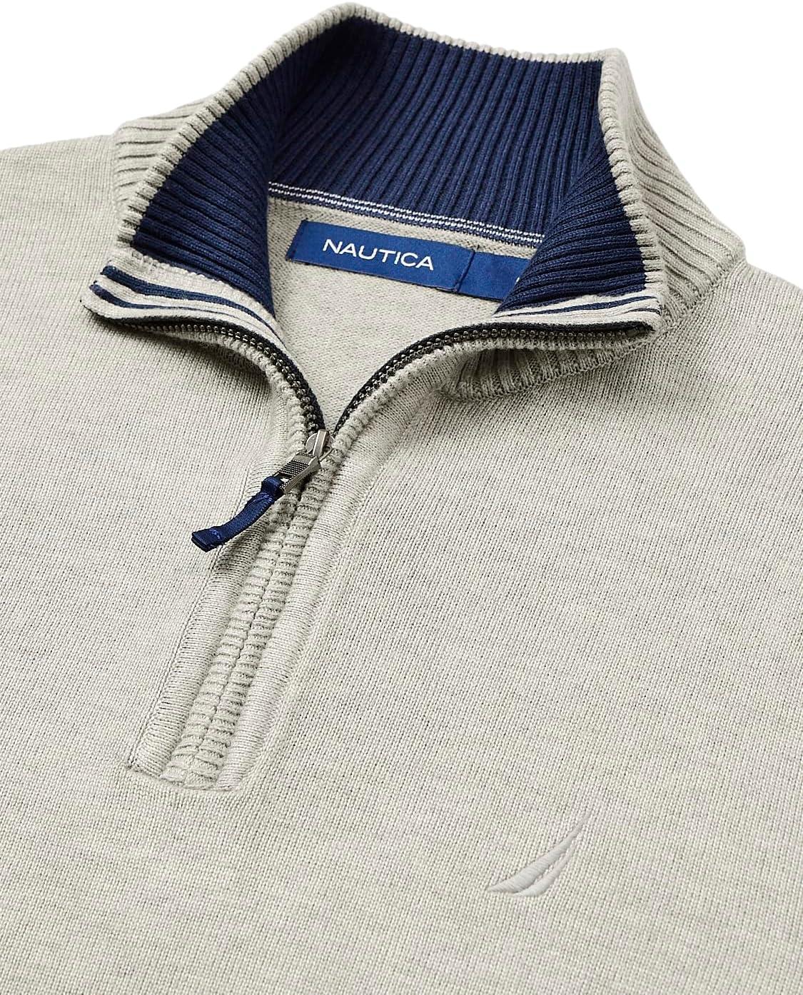 imageNautica Mens QuarterZip SweaterGrey Heather