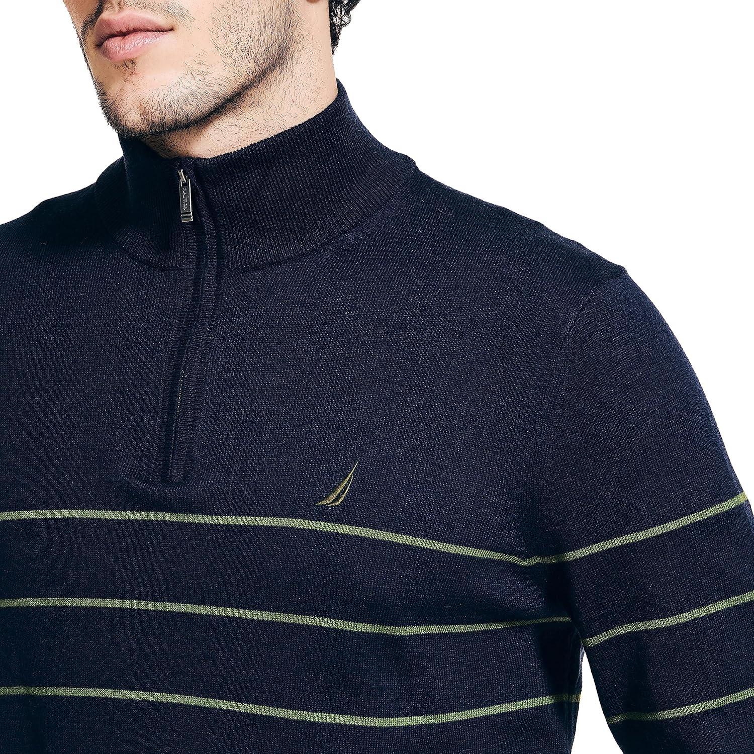 imageNautica Mens QuarterZip SweaterNavy Seas