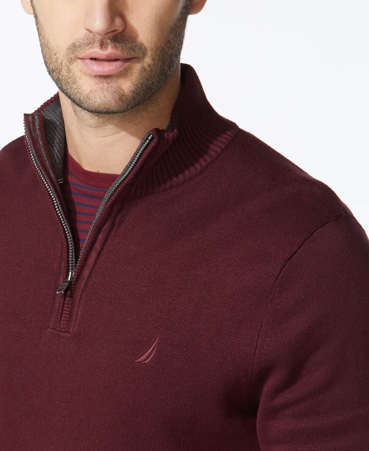 imageNautica Mens QuarterZip SweaterRoyal Burgundy