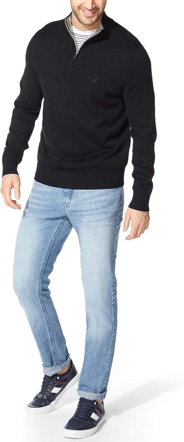 imageNautica Mens QuarterZip SweaterTrue Black