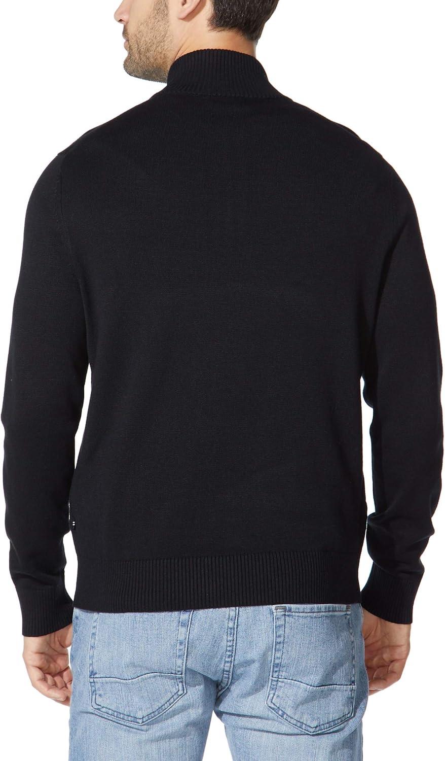 imageNautica Mens QuarterZip SweaterTrue Black