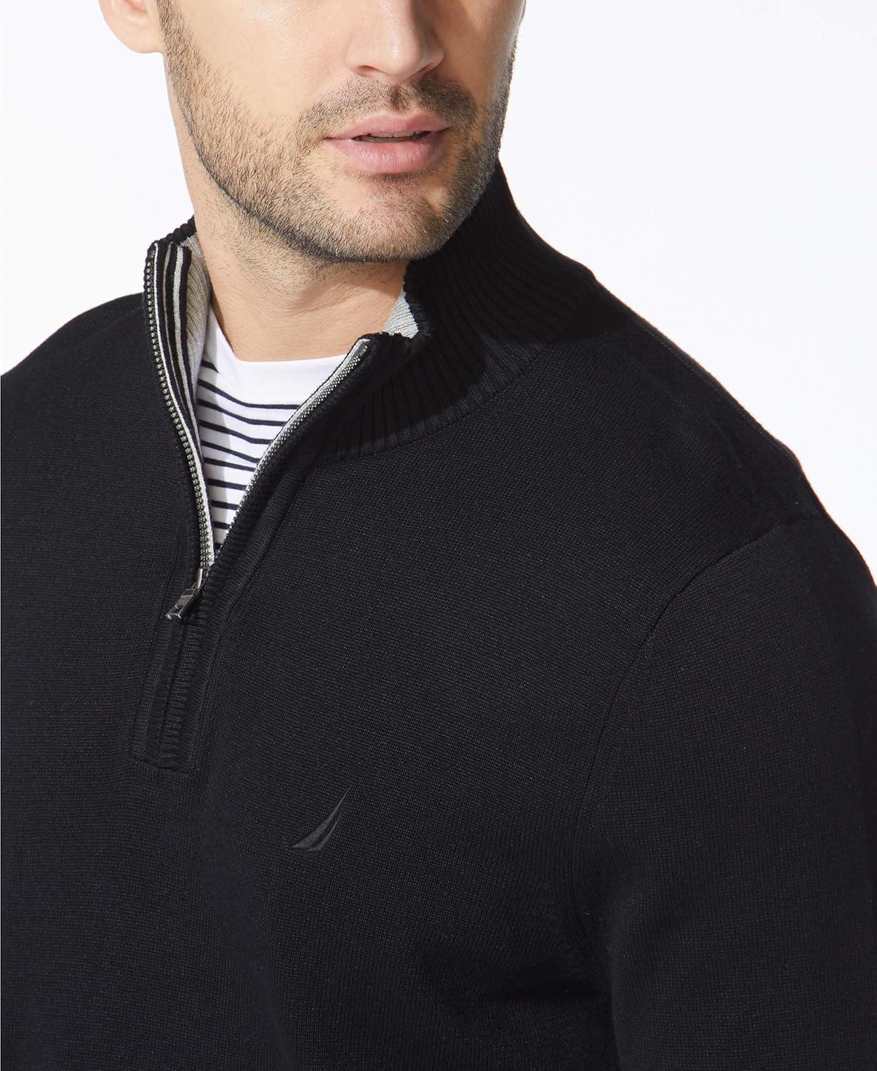 imageNautica Mens QuarterZip SweaterTrue Black