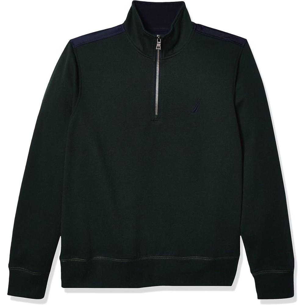 imageNautica Mens 14 Zip Pieced Fleece SweatshirtKelp Seas