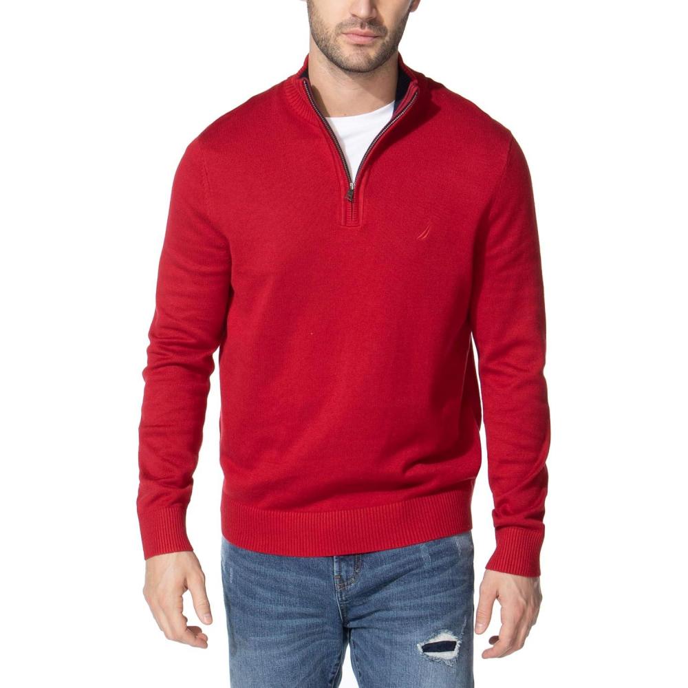 imageNautica Mens QuarterZip SweaterNautica Red