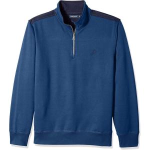 Nautica Men’s 1/4 Zip Pieced Fleece Sweatshirt(Monaco Blue)