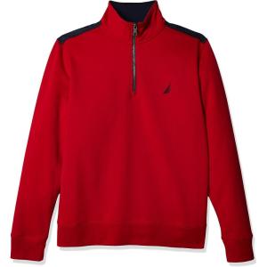 Nautica Men’s 1/4 Zip Pieced Fleece Sweatshirt(Nautica Red)