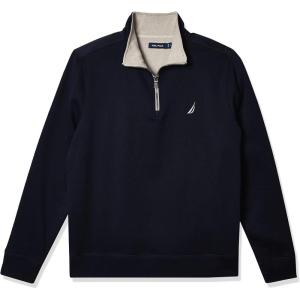 Nautica Men’s 1/4 Zip Pieced Fleece Sweatshirt(Navy)