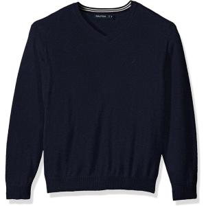 Nautica Men’s Long Sleeve Solid Classic V-Neck Sweater(Navy S73100)
