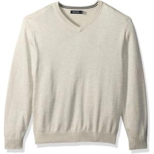 Nautica Men’s Long Sleeve Solid Classic V-Neck Sweater(Oatmeal Heather S73100)