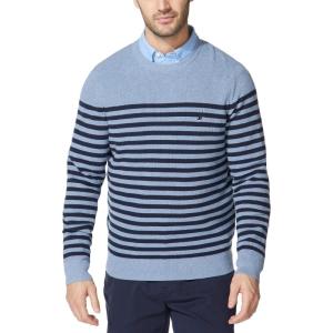 Nautica Men’s Men’s Stripe Knit Sweater(Deep Anchor Heather)