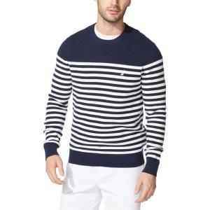 Nautica Men’s Men’s Stripe Knit Sweater(Navy)